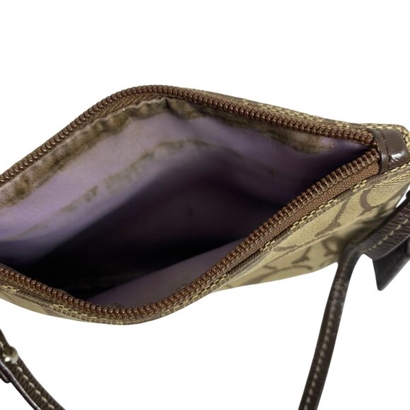 Coach Signature C Wristlet Clutch Tan/Brown Canvas/Leather Small Purse Hang Tag - Picture 5 of 6